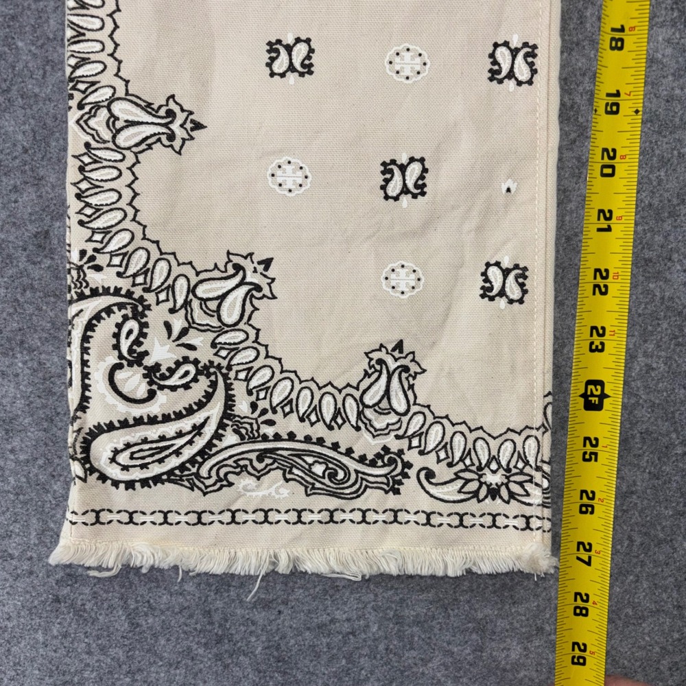 Tory Burch Bandana Paisley Print Straight Leg Pants Cream Black Size 29 - Picture 8 of 13